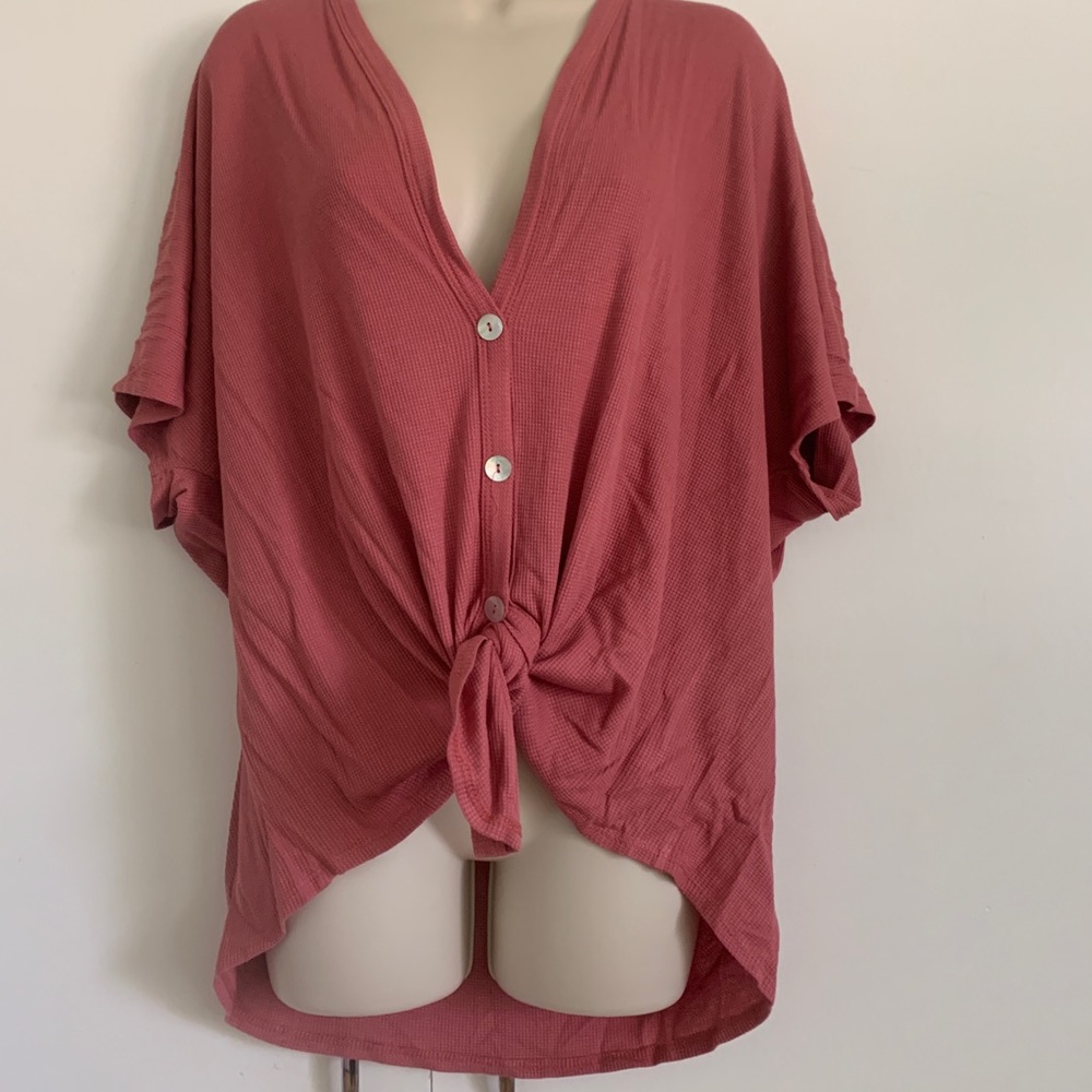 Waffle Knit Tie Top